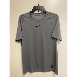 Nike Pro ADV Shirt Adult Large Gray Dri-Fit Short Sleeve Men's Center Swoosh